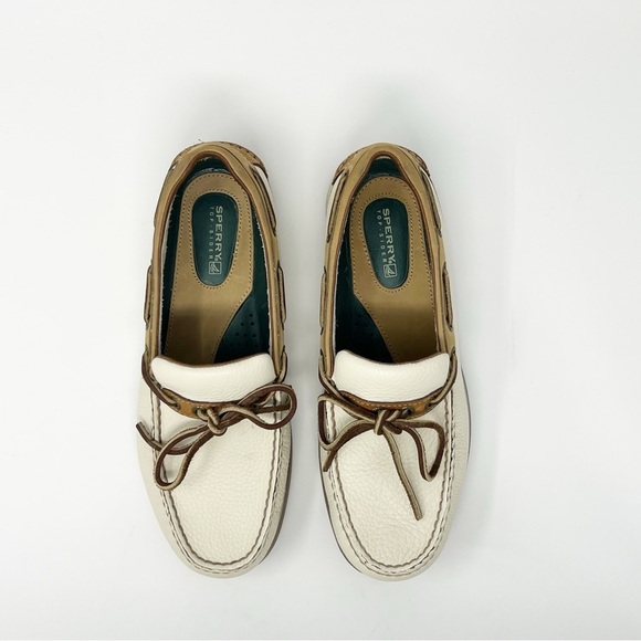 SPERRY leather classic boat shoes, white/cream and brown color - Picture 16 of 16